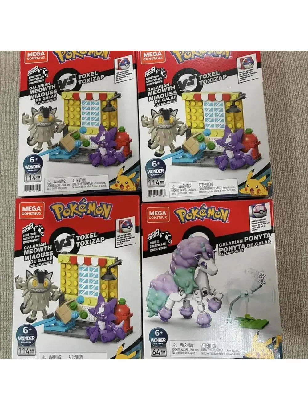 Pokémon Galarian Meowth v Toxel Toxizap Building Sets and Galarian Ponyta Figure
